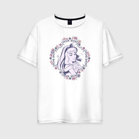Женская футболка хлопок Oversize с принтом Sleeping Beauty в Петрозаводске, 100% хлопок | свободный крой, круглый ворот, спущенный рукав, длина до линии бедер
 | aurora | disney princess | sleeping beauty | vdkimel | аврора | спящая красавица