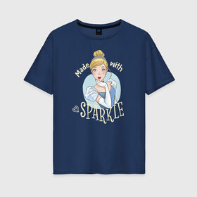 Женская футболка хлопок Oversize с принтом Золушка в Петрозаводске, 100% хлопок | свободный крой, круглый ворот, спущенный рукав, длина до линии бедер
 | cinderella | disney princess | vdkimel | золушка