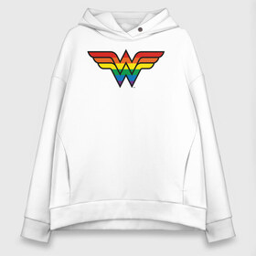 Женское худи Oversize хлопок с принтом Wonder Woman Logo в Петрозаводске, френч-терри — 70% хлопок, 30% полиэстер. Мягкий теплый начес внутри —100% хлопок | боковые карманы, эластичные манжеты и нижняя кромка, капюшон на магнитной кнопке | dc pride | justice league | pride | vdosadir | wonder woman | лига справедливости | прайд | радуга | чудо женщина