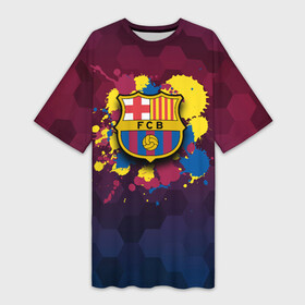 Платье-футболка 3D с принтом Barcelona в Петрозаводске,  |  | barcelona | barselona | futbol club | барса | барселона | лионель месси | люблю футбол | месси | сине гранатовые | фанат | фк барселона | форма | форма игроков | футбол | футбольный клуб | эмблема | эмблема клуба
