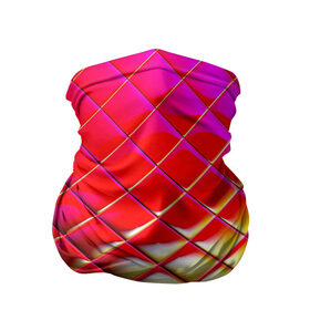 Бандана-труба 3D с принтом Зеркальная сетка в Петрозаводске, 100% полиэстер, ткань с особыми свойствами — Activecool | плотность 150‒180 г/м2; хорошо тянется, но сохраняет форму | зеркало | искажение | красный | оранжевый | розовый | сетка | стекло | фиолетовый