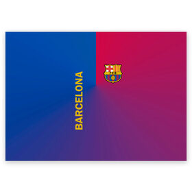 Поздравительная открытка с принтом Barcelona в Петрозаводске, 100% бумага | плотность бумаги 280 г/м2, матовая, на обратной стороне линовка и место для марки
 | barcelona | barselona | futbol club | барса | барселона | лионель месси | люблю футбол | месси | сине гранатовые | фанат | фк барселона | форма | форма игроков | футбол | футбольный клуб | эмблема | эмблема клуба