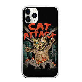 Чехол для iPhone 11 Pro матовый с принтом Нападение гигантского котика в Петрозаводске, Силикон |  | attack | attacks | big | cat | cats | catzilla | city | cute | flame | flames | kaiju | kitten | kitty | атака | атакует | большой | город | кайдзю | катастрофа | кот | котенок | котзилла | котик | котострофа | милый | нападает | огонь | огро