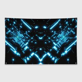 Флаг-баннер с принтом Neon Lights в Петрозаводске, 100% полиэстер | размер 67 х 109 см, плотность ткани — 95 г/м2; по краям флага есть четыре люверса для крепления | blue | cyberpunk2077 | girl | neon | неон | неоновая