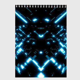 Скетчбук с принтом Neon Lights в Петрозаводске, 100% бумага
 | 48 листов, плотность листов — 100 г/м2, плотность картонной обложки — 250 г/м2. Листы скреплены сверху удобной пружинной спиралью | Тематика изображения на принте: blue | cyberpunk2077 | girl | neon | неон | неоновая