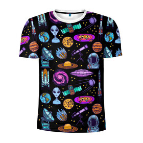 Мужская футболка 3D спортивная с принтом космос в Петрозаводске, 100% полиэстер с улучшенными характеристиками | приталенный силуэт, круглая горловина, широкие плечи, сужается к линии бедра | астрономия | вселенная | галактика | графика | гуманоид | звезды | инопланетяне | космос | нло | прешелец