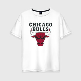 Женская футболка хлопок Oversize с принтом Chicago Bulls в Петрозаводске, 100% хлопок | свободный крой, круглый ворот, спущенный рукав, длина до линии бедер
 | jordan | michael | michael jordan | баскетбол | джордан | майкл | стиль