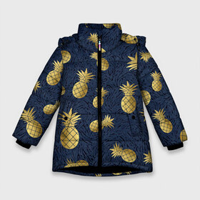 Зимняя куртка для девочек 3D с принтом ананас золотой ananas в Петрозаводске, ткань верха — 100% полиэстер; подклад — 100% полиэстер, утеплитель — 100% полиэстер. | длина ниже бедра, удлиненная спинка, воротник стойка и отстегивающийся капюшон. Есть боковые карманы с листочкой на кнопках, утяжки по низу изделия и внутренний карман на молнии. 

Предусмотрены светоотражающий принт на спинке, радужный светоотражающий элемент на пуллере молнии и на резинке для утяжки. | ananas.ананасовый сироп | ананас | золотой