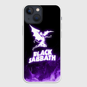 Чехол для iPhone 13 mini с принтом Black Sabbath NEON в Петрозаводске,  |  | black sabbath | hard rock | heavy metal | purple | блэк сабат | группы | метал | музыка | оззи осборн | рок | фиолетовый | хард рок | хэви метал