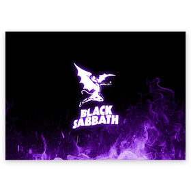Поздравительная открытка с принтом Black Sabbath NEON в Петрозаводске, 100% бумага | плотность бумаги 280 г/м2, матовая, на обратной стороне линовка и место для марки
 | black sabbath | hard rock | heavy metal | purple | блэк сабат | группы | метал | музыка | оззи осборн | рок | фиолетовый | хард рок | хэви метал