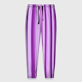 Мужские брюки 3D с принтом Фиолетово-чёрные полосы в Петрозаводске, 100% полиэстер | манжеты по низу, эластичный пояс регулируется шнурком, по бокам два кармана без застежек, внутренняя часть кармана из мелкой сетки | Тематика изображения на принте: вертикальные полосы | вертикальный рисунок | линии | полосы | розовый | светлый | темный | фиолетовый | черный