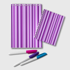 Блокнот с принтом Фиолетово-чёрные полосы в Петрозаводске, 100% бумага | 48 листов, плотность листов — 60 г/м2, плотность картонной обложки — 250 г/м2. Листы скреплены удобной пружинной спиралью. Цвет линий — светло-серый
 | вертикальные полосы | вертикальный рисунок | линии | полосы | розовый | светлый | темный | фиолетовый | черный