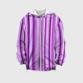 Детская куртка 3D с принтом Фиолетово-чёрные полосы в Петрозаводске, 100% полиэстер | застежка — молния, подол и капюшон оформлены резинкой с фиксаторами, по бокам — два кармана без застежек, один потайной карман на груди, плотность верхнего слоя — 90 г/м2; плотность флисового подклада — 260 г/м2 | вертикальные полосы | вертикальный рисунок | линии | полосы | розовый | светлый | темный | фиолетовый | черный