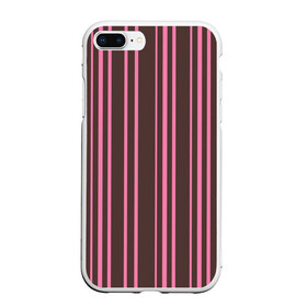 Чехол для iPhone 7Plus/8 Plus матовый с принтом Чёрно-розовые линии в Петрозаводске, Силикон | Область печати: задняя сторона чехла, без боковых панелей | вертикальные линии | вертикальный рисунок | линии | розовый | чёрный