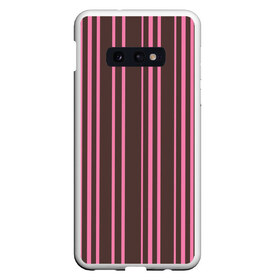 Чехол для Samsung S10E с принтом Чёрно-розовые линии в Петрозаводске, Силикон | Область печати: задняя сторона чехла, без боковых панелей | вертикальные линии | вертикальный рисунок | линии | розовый | чёрный