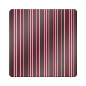Магнит виниловый Квадрат с принтом Чёрно-розовые линии в Петрозаводске, полимерный материал с магнитным слоем | размер 9*9 см, закругленные углы | вертикальные линии | вертикальный рисунок | линии | розовый | чёрный