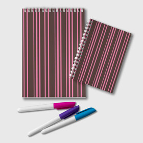 Блокнот с принтом Чёрно-розовые линии в Петрозаводске, 100% бумага | 48 листов, плотность листов — 60 г/м2, плотность картонной обложки — 250 г/м2. Листы скреплены удобной пружинной спиралью. Цвет линий — светло-серый
 | вертикальные линии | вертикальный рисунок | линии | розовый | чёрный
