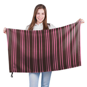 Флаг 3D с принтом Чёрно-розовые линии в Петрозаводске, 100% полиэстер | плотность ткани — 95 г/м2, размер — 67 х 109 см. Принт наносится с одной стороны | Тематика изображения на принте: вертикальные линии | вертикальный рисунок | линии | розовый | чёрный