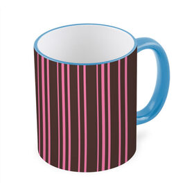 Кружка с принтом Чёрно-розовые линии в Петрозаводске, керамика | ёмкость 330 мл | вертикальные линии | вертикальный рисунок | линии | розовый | чёрный
