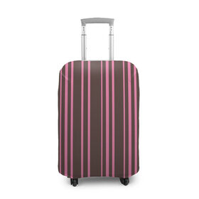 Чехол для чемодана 3D с принтом Чёрно-розовые линии в Петрозаводске, 86% полиэфир, 14% спандекс | двустороннее нанесение принта, прорези для ручек и колес | вертикальные линии | вертикальный рисунок | линии | розовый | чёрный
