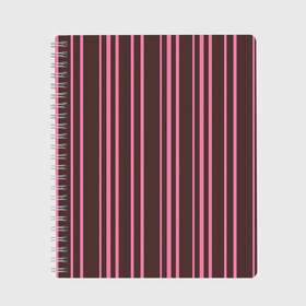 Тетрадь с принтом Чёрно-розовые линии в Петрозаводске, 100% бумага | 48 листов, плотность листов — 60 г/м2, плотность картонной обложки — 250 г/м2. Листы скреплены сбоку удобной пружинной спиралью. Уголки страниц и обложки скругленные. Цвет линий — светло-серый
 | вертикальные линии | вертикальный рисунок | линии | розовый | чёрный