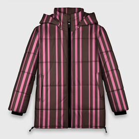 Женская зимняя куртка 3D с принтом Чёрно-розовые линии в Петрозаводске, верх — 100% полиэстер; подкладка — 100% полиэстер; утеплитель — 100% полиэстер | длина ниже бедра, силуэт Оверсайз. Есть воротник-стойка, отстегивающийся капюшон и ветрозащитная планка. 

Боковые карманы с листочкой на кнопках и внутренний карман на молнии | вертикальные линии | вертикальный рисунок | линии | розовый | чёрный