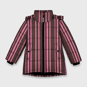 Зимняя куртка для девочек 3D с принтом Чёрно-розовые линии в Петрозаводске, ткань верха — 100% полиэстер; подклад — 100% полиэстер, утеплитель — 100% полиэстер. | длина ниже бедра, удлиненная спинка, воротник стойка и отстегивающийся капюшон. Есть боковые карманы с листочкой на кнопках, утяжки по низу изделия и внутренний карман на молнии. 

Предусмотрены светоотражающий принт на спинке, радужный светоотражающий элемент на пуллере молнии и на резинке для утяжки. | вертикальные линии | вертикальный рисунок | линии | розовый | чёрный