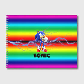 Альбом для рисования с принтом SONIC RAINBOW в Петрозаводске, 100% бумага
 | матовая бумага, плотность 200 мг. | Тематика изображения на принте: hedgehog | metal sonic | silver | silver the hedgehog | sonic | sonic boom | sonic the hedgehog | ёж сонник | игры | соник | фильмы