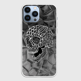 Чехол для iPhone 13 Pro Max с принтом Cell skull в Петрозаводске,  |  | Тематика изображения на принте: cell | grin | jaw | metal | skull | teeth | зубы | металл | оскал | пасть | соты | череп