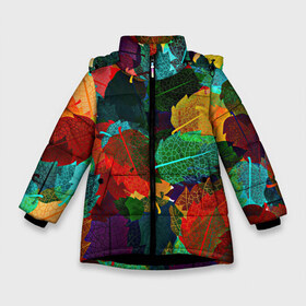 Зимняя куртка для девочек 3D с принтом Abstract Autumn Leaves в Петрозаводске, ткань верха — 100% полиэстер; подклад — 100% полиэстер, утеплитель — 100% полиэстер. | длина ниже бедра, удлиненная спинка, воротник стойка и отстегивающийся капюшон. Есть боковые карманы с листочкой на кнопках, утяжки по низу изделия и внутренний карман на молнии. 

Предусмотрены светоотражающий принт на спинке, радужный светоотражающий элемент на пуллере молнии и на резинке для утяжки. | абстракция | дерево | деревья | дождь | клен | лес | листики | листочки | листья | листья дуба | листья клен | листья неон | листья тропические | оранжевая | оранжевый | осень | текстура | узор | уют
