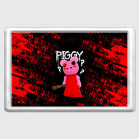 Магнит 45*70 с принтом ROBLOX PIGGY - СВИНКА ПИГГИ в Петрозаводске, Пластик | Размер: 78*52 мм; Размер печати: 70*45 | pig | piggy | roblox | игра | компьютерная игра | логотип | онлайн | онлайн игра | пигги | поросенок | роблакс | роблокс | свинка | свинья