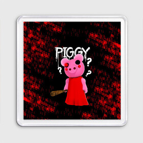 Магнит 55*55 с принтом ROBLOX PIGGY - СВИНКА ПИГГИ в Петрозаводске, Пластик | Размер: 65*65 мм; Размер печати: 55*55 мм | pig | piggy | roblox | игра | компьютерная игра | логотип | онлайн | онлайн игра | пигги | поросенок | роблакс | роблокс | свинка | свинья