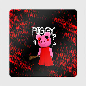 Магнит виниловый Квадрат с принтом ROBLOX PIGGY - СВИНКА ПИГГИ в Петрозаводске, полимерный материал с магнитным слоем | размер 9*9 см, закругленные углы | pig | piggy | roblox | игра | компьютерная игра | логотип | онлайн | онлайн игра | пигги | поросенок | роблакс | роблокс | свинка | свинья