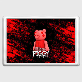 Магнит 45*70 с принтом ROBLOX PIGGY - СВИНКА ПИГГИ в Петрозаводске, Пластик | Размер: 78*52 мм; Размер печати: 70*45 | Тематика изображения на принте: pig | piggy | roblox | игра | компьютерная игра | логотип | онлайн | онлайн игра | пигги | поросенок | роблакс | роблокс | свинка | свинья