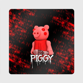Магнит виниловый Квадрат с принтом ROBLOX PIGGY - СВИНКА ПИГГИ в Петрозаводске, полимерный материал с магнитным слоем | размер 9*9 см, закругленные углы | Тематика изображения на принте: pig | piggy | roblox | игра | компьютерная игра | логотип | онлайн | онлайн игра | пигги | поросенок | роблакс | роблокс | свинка | свинья