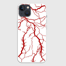 Чехол для iPhone 13 с принтом Сосуды в Петрозаводске,  |  | Тематика изображения на принте: абстрактные | алые | артерии | вены | ветки | волны | врач | гроза | доктор | красные | кровавый | кровь | линии | медик | медицинские | молния | мышцы | нити | паутина | полосы | сердце | сетка | сосуды
