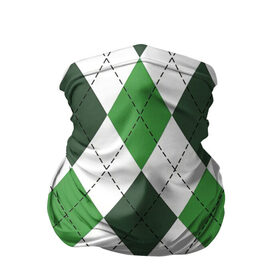 Бандана-труба 3D с принтом Зелёные ромбы в Петрозаводске, 100% полиэстер, ткань с особыми свойствами — Activecool | плотность 150‒180 г/м2; хорошо тянется, но сохраняет форму | белый | геометрические фигуры | зеленый | пунктир | ромб | ромбы | тёмный