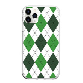 Чехол для iPhone 11 Pro Max матовый с принтом Зелёные ромбы в Петрозаводске, Силикон |  | белый | геометрические фигуры | зеленый | пунктир | ромб | ромбы | тёмный