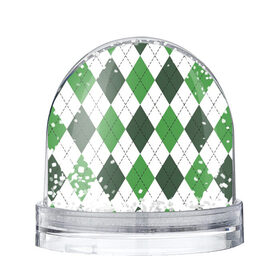 Снежный шар с принтом Зелёные ромбы в Петрозаводске, Пластик | Изображение внутри шара печатается на глянцевой фотобумаге с двух сторон | белый | геометрические фигуры | зеленый | пунктир | ромб | ромбы | тёмный