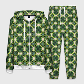 Мужской костюм 3D с принтом Зеленые драгоценности в Петрозаводске, 100% полиэстер | Манжеты и пояс оформлены тканевой резинкой, двухслойный капюшон со шнурком для регулировки, карманы спереди | 