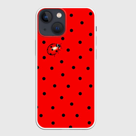 Чехол для iPhone 13 mini с принтом Божья коровка на горошке в Петрозаводске,  |  | ladybug | pattern | summer | алый | арбуз | бабочки | вишня | горох | горошек | животные | жук | клубника | красный | круги | лапки | лето | насекомые | орнамент | паттерн | помада | прикольный | пузыри | пятнистый