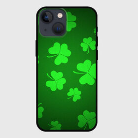 Чехол для iPhone 13 mini с принтом Клевер в Петрозаводске,  |  | арт | зеленый | клевер | рисунок | светлый | темный | удача | яркий