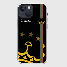 Чехол для iPhone 13 mini с принтом Таджикистан в Петрозаводске,  |  | asia | coat of arms | crown | emblem | golden | republic | state | tajikistan | азия | герб | государство | золотая | корона | республика | таджикистан | эмблема