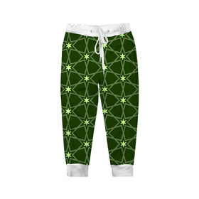 Детские брюки 3D с принтом Зеленые звёзды в Петрозаводске, 100% полиэстер | манжеты по низу, эластичный пояс регулируется шнурком, по бокам два кармана без застежек, внутренняя часть кармана из мелкой сетки | вертикальный рисунок | звёзды | зеленый | отражение | темный