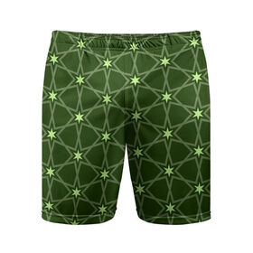 Мужские шорты спортивные с принтом Зеленые звёзды в Петрозаводске,  |  | Тематика изображения на принте: вертикальный рисунок | звёзды | зеленый | отражение | темный