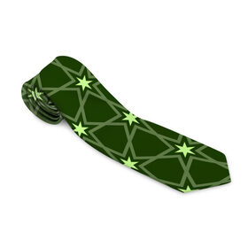 Галстук 3D с принтом Зеленые звёзды в Петрозаводске, 100% полиэстер | Длина 148 см; Плотность 150-180 г/м2 | Тематика изображения на принте: вертикальный рисунок | звёзды | зеленый | отражение | темный