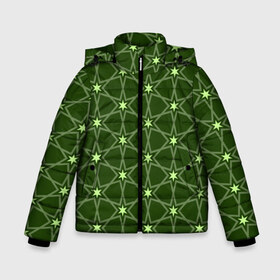 Зимняя куртка для мальчиков 3D с принтом Зеленые звёзды в Петрозаводске, ткань верха — 100% полиэстер; подклад — 100% полиэстер, утеплитель — 100% полиэстер | длина ниже бедра, удлиненная спинка, воротник стойка и отстегивающийся капюшон. Есть боковые карманы с листочкой на кнопках, утяжки по низу изделия и внутренний карман на молнии. 

Предусмотрены светоотражающий принт на спинке, радужный светоотражающий элемент на пуллере молнии и на резинке для утяжки | Тематика изображения на принте: вертикальный рисунок | звёзды | зеленый | отражение | темный