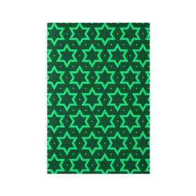 Обложка для паспорта матовая кожа с принтом Звезда Давида в Петрозаводске, натуральная матовая кожа | размер 19,3 х 13,7 см; прозрачные пластиковые крепления | Тематика изображения на принте: вертикальный рисунок | звезда | звезда давида | звёзды | звезды давида | зеленый | зеленый узор | светлый | тёмный | узор