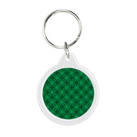 Брелок круглый с принтом Зелёный узор в Петрозаводске, пластик и полированная сталь | круглая форма, металлическое крепление в виде кольца | геометрические фигуры | зеленый | круг | ромб | светлый | темный | узор