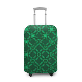 Чехол для чемодана 3D с принтом Зелёный узор в Петрозаводске, 86% полиэфир, 14% спандекс | двустороннее нанесение принта, прорези для ручек и колес | геометрические фигуры | зеленый | круг | ромб | светлый | темный | узор
